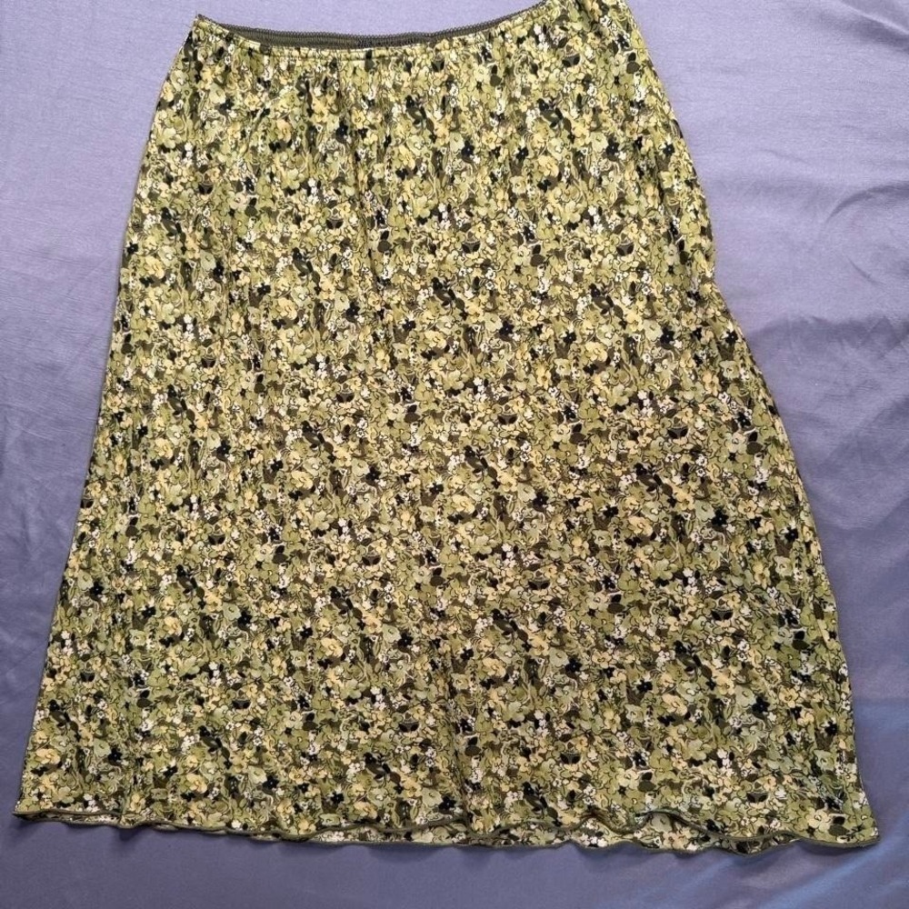 Norton Mcnaughton Green/Yellow/Black Floral Maxi Skirt, Small